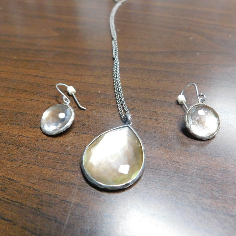 Ippolita Large Teardrop Pendant Necklace n Sterling Silver w/ matching earrings